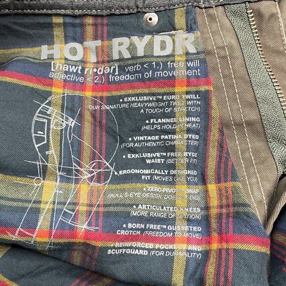 Kuhl Rydr Vintage Patina Dye Pants Forged Iron Size 30 x 32 Flannel Lined Climb - Picture 12 of 15